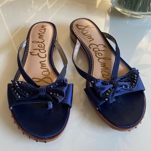 Sam Edelman satin flip flops with studs.